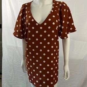 Rust brown Blouse with white polka dots